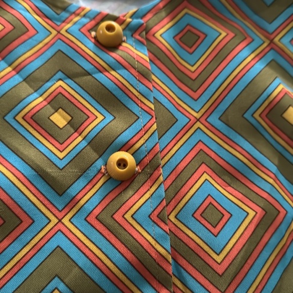 Vintage 1969 Sesame Street inspired geometric mod polyester top - Picture 2 of 3